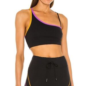 ALL ACCESS Black One-Shoulder Strappy Sports Bra